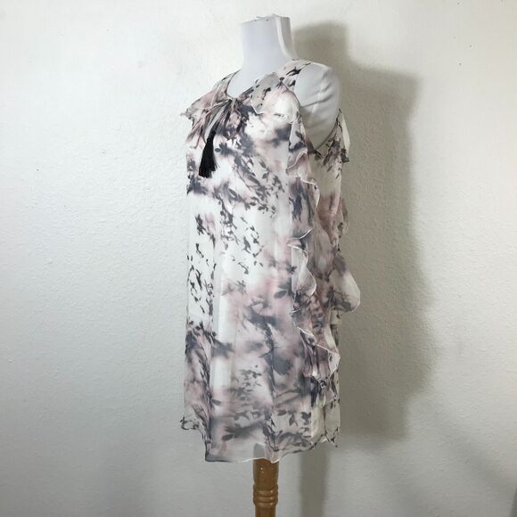 Haute Hippie The Flowers in the Sun Silk Dress XS Cold Shoulder Mini Silk Ruffle - Picture 6 of 11